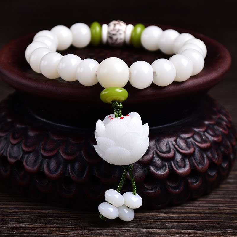 KarmaRipple's Lotus Authentic Ivory Bodhi Seed Fortune Bracelet p12