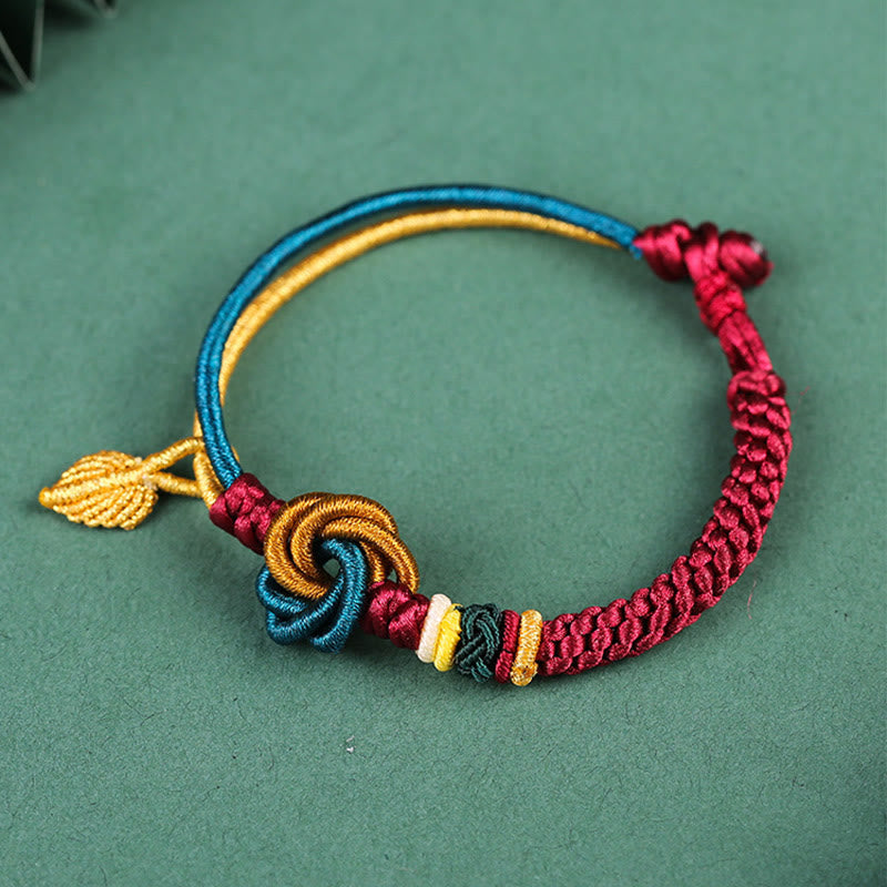 KarmaRipple's Tibetan Handmade Mandala Weave Leaf Fortune Rope Bracelet p4