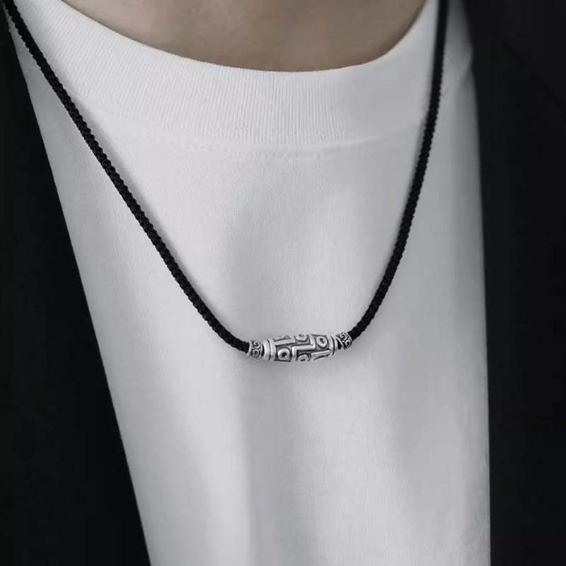 KarmaRipple's 999 Sterling Silver Nine-Eye Dzi Bead Pattern Protection Rope Pendant Necklace p12