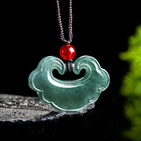 KarmaRipple's Authentic Green Jade Chinese Lock Talisman Fortune Pendant Necklace