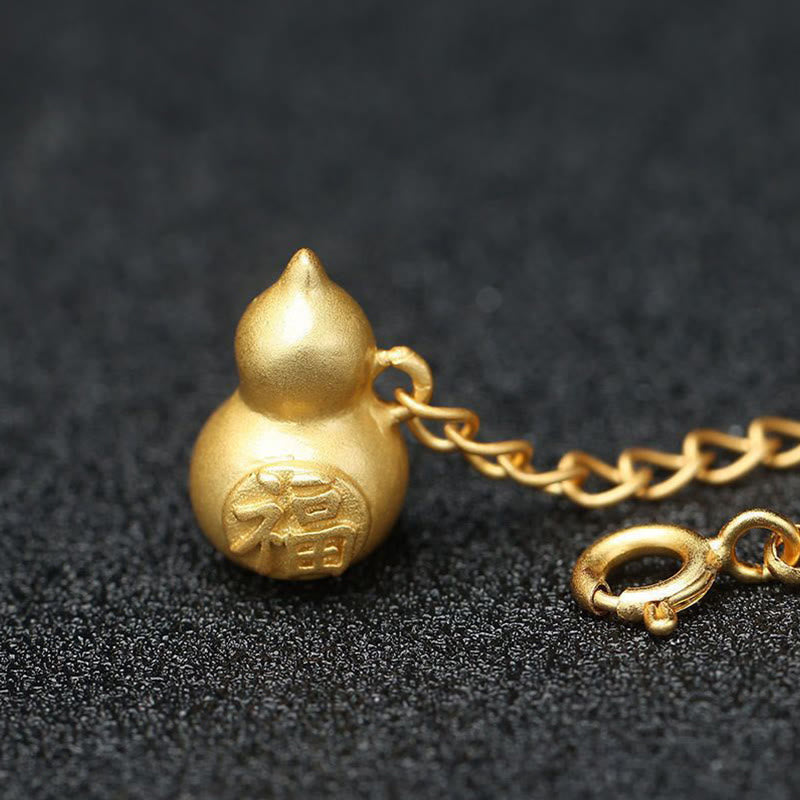 KarmaRipple's Round Jade Peace Buckle Gourd Fu Character Auspicious Prosperity Chain Bracelet p4