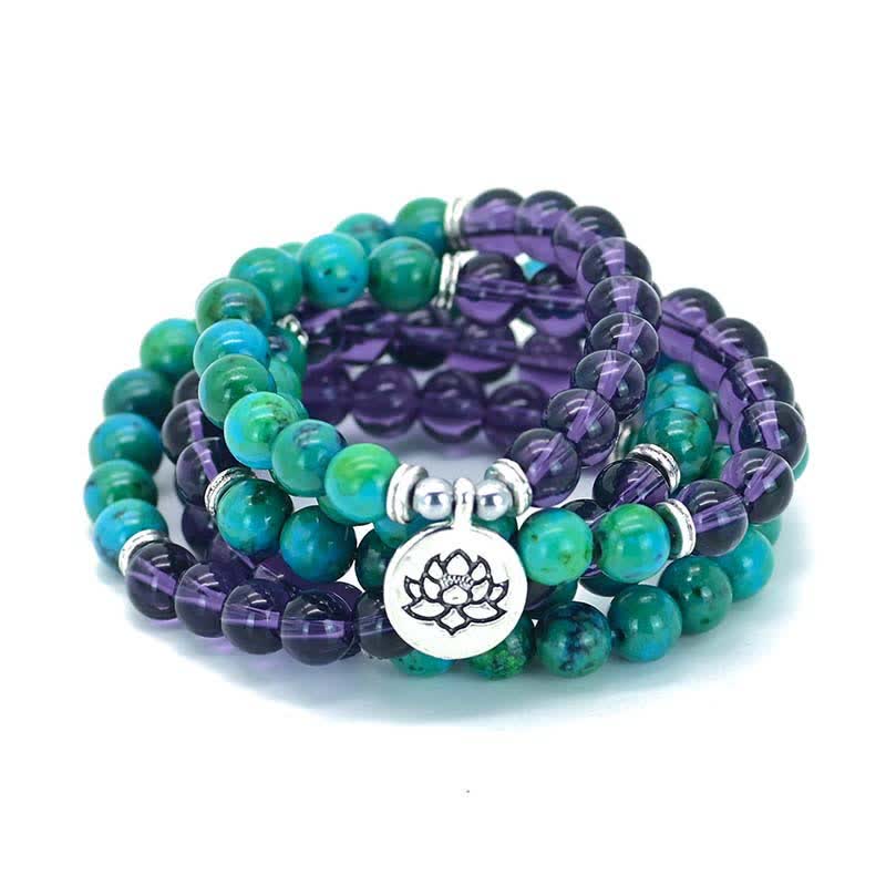 KarmaRipple's Amethyst Green Aventurine Spiritual Lotus Talisman Bracelet p4