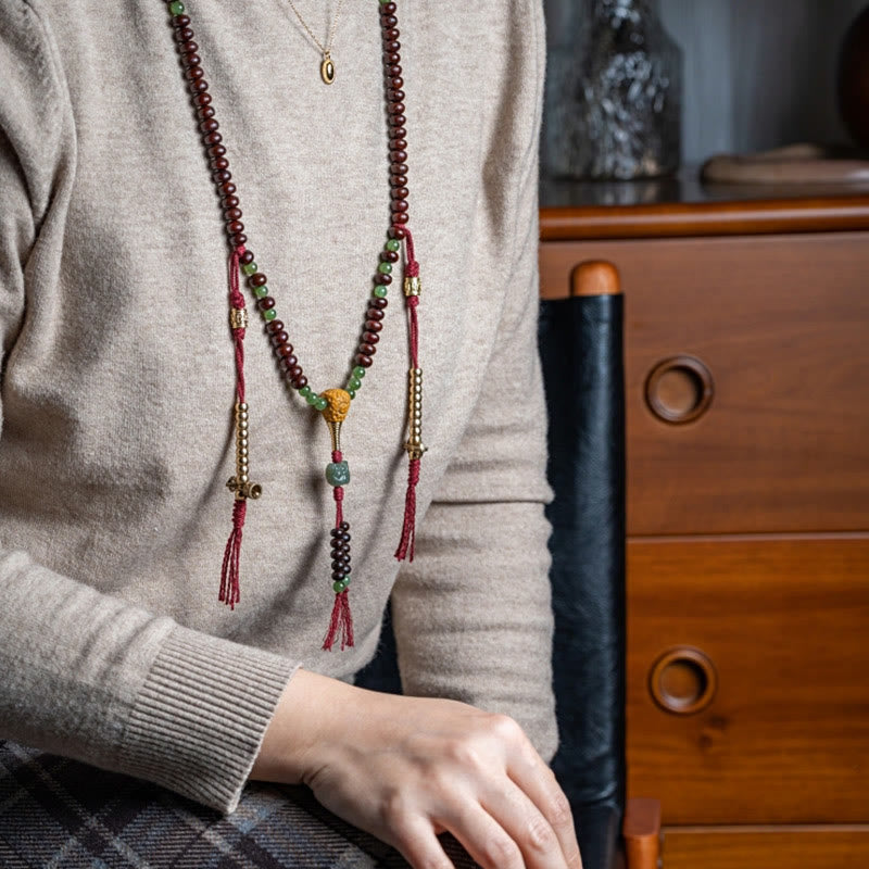 KarmaRipple's Authentic Tibet 108 Mala Beadwork Purple Bodhi Seed Hetian Cyan Jade Bronze Dorje Peace Bracelet p11