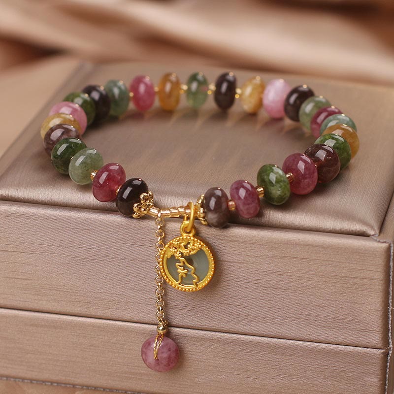 KarmaRipple's Colorful Tourmaline Cute Flower Rabbit Talisman Love Bracelet p10