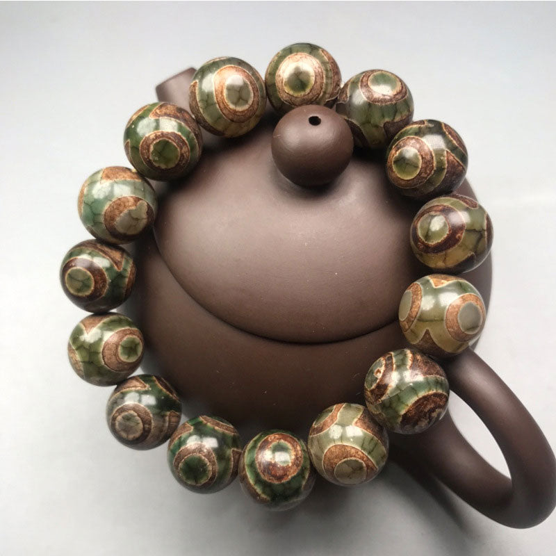 KarmaRipple's Three-eyed Dzi Bead Sardonyx Fortune Bracelet p1