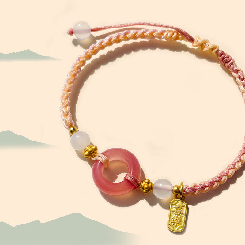 KarmaRipple's Peace And Joy Agate Peace Buckle Auspicious Handmade Woven Bracelet p6