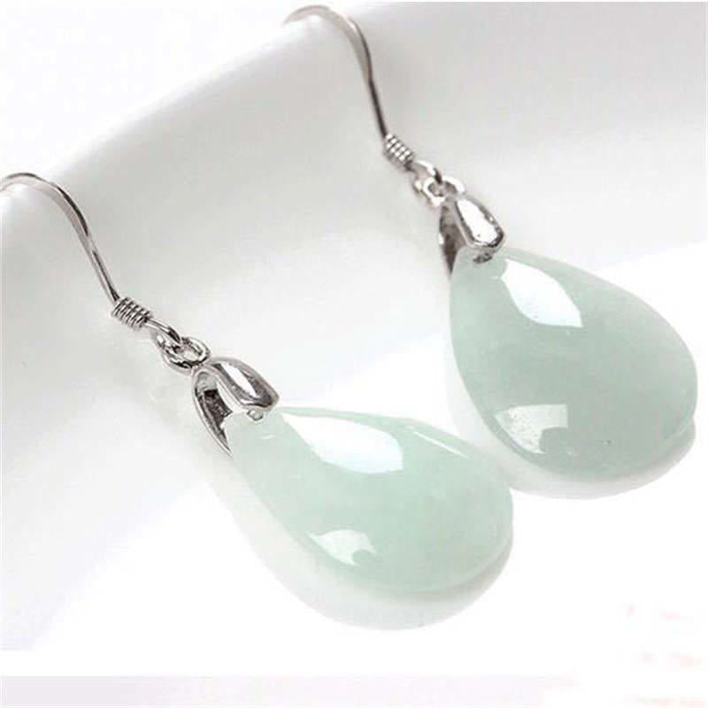KarmaRipple's 925 Sterling Silver Jade Water Drop Fortune Dangle Earrings p10