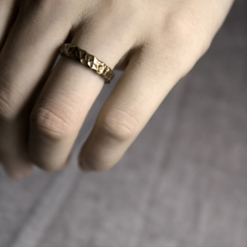 KarmaRipple's Tibetan Bump Texture Design Bronze Brass Fortune Ring p5