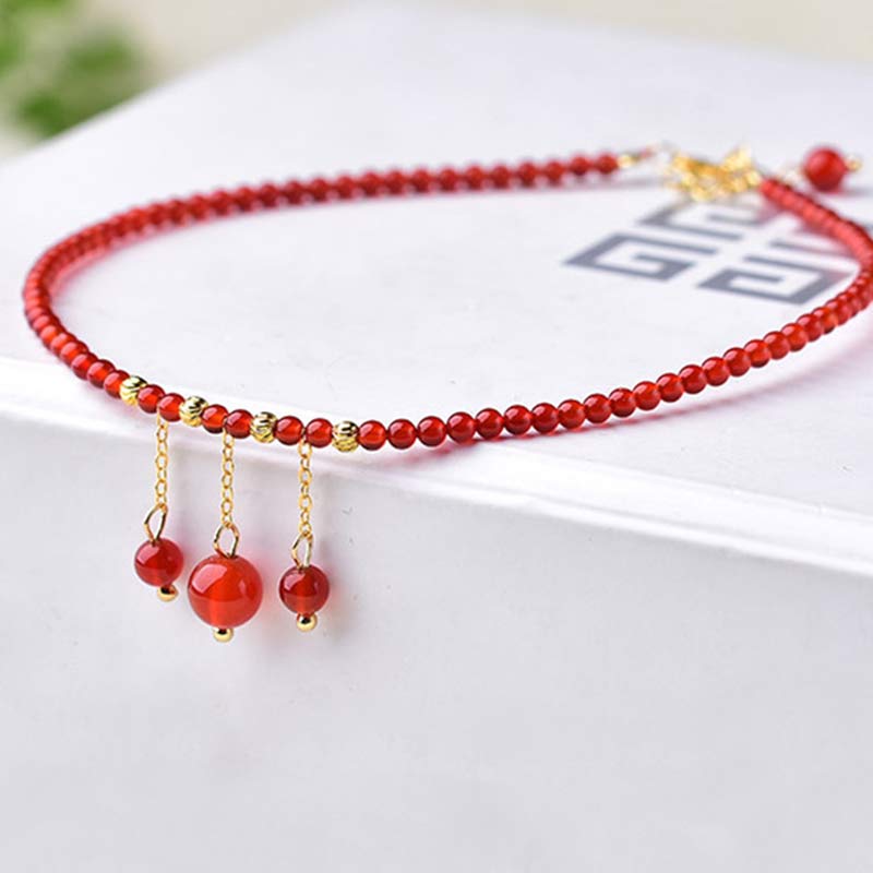 KarmaRipple's Red Agate Confidence Calm Anklet p3