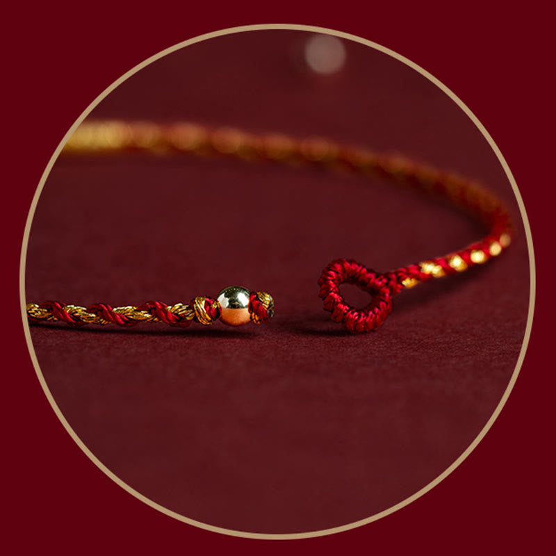 KarmaRipple's 14K Gold Plated Handmade Red Gold Rope King Kong Weave Woven Fortune Bracelet p8