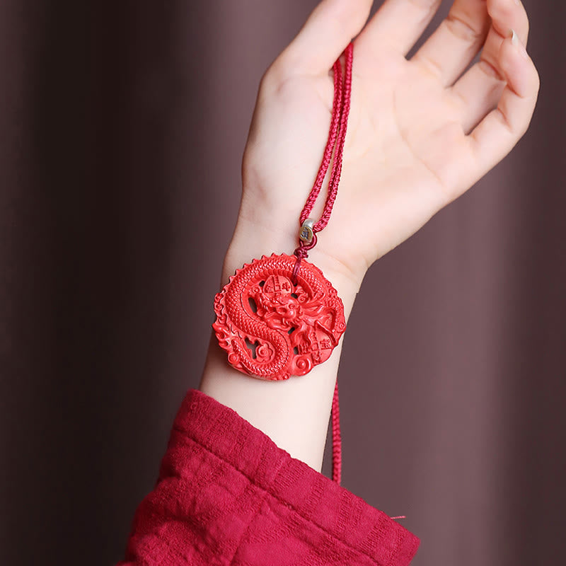 KarmaRipple's Year of the Dragon 925 Sterling Silver Authentic Cinnabar Bronze Coin Fortune Pendant Necklace p10