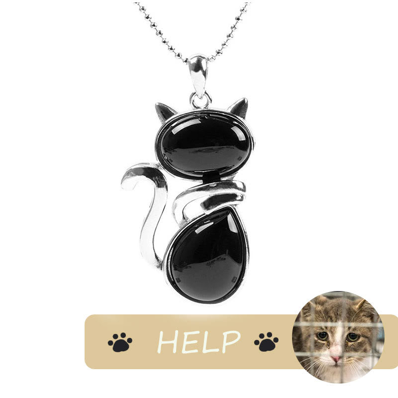 KarmaRipple's "Save A Cat" Cute Cat Pattern Authentic Gemstone Protection Cat-Loving Necklace Pendant p4