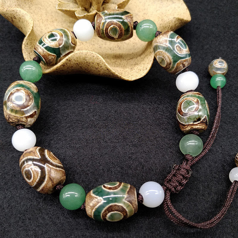 KarmaRipple's Tibetan Three-eyed Dzi Bead Fortune Protection Woven Bracelet p6
