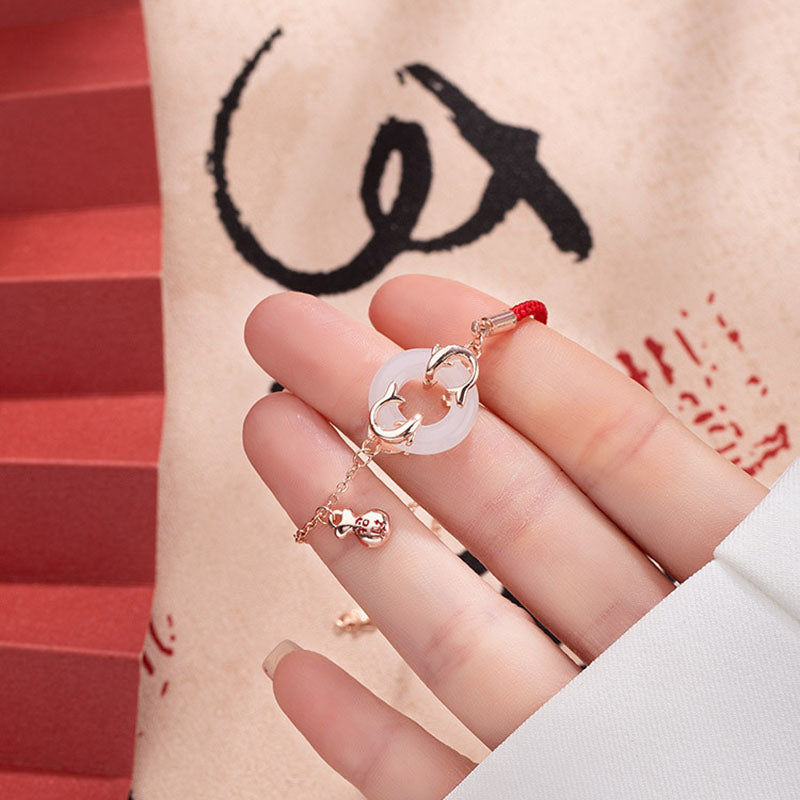 KarmaRipple's Ivory Jade Double Koi Fish Peace Buckle Attract Fortune Fortune Talisman Bracelet p6