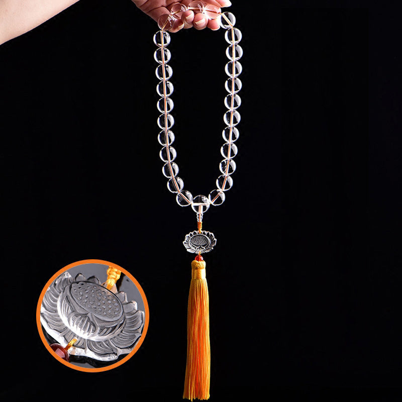 KarmaRipple's Authentic Ivory Gemstone Lotus Wrist Mala Meditation Tassels Pocket Mala Car Decoration p11
