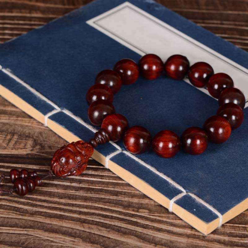 KarmaRipple's Small Leaf Red Sandalwood Laughing Buddha God of Wealth Protection Bracelet p9