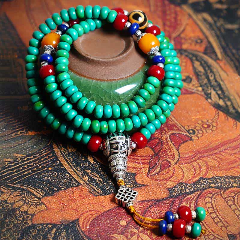 KarmaRipple's 108 Mala Beadwork Tibetan Turquoise Dzi Bead Protection Bracelet p11