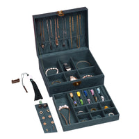 KarmaRipple's Simple Design Jewelry Box Organizer Two-Layer Jewelry Storage Box Flannel Box With Lock