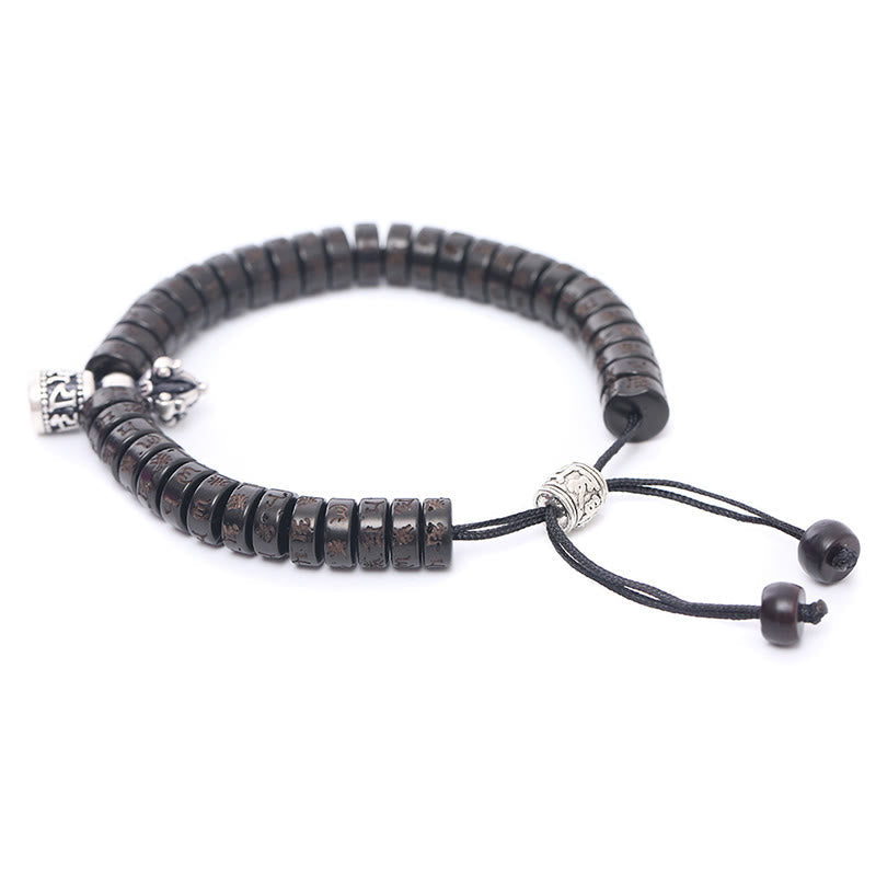 KarmaRipple's Tibet Coconut Shell Carved Om Mani Padme Hum Dorje Vajra Bell Happiness String Bracelet p3