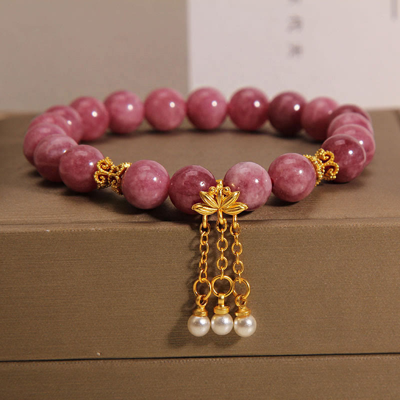 KarmaRipple's Pink Tourmaline Lotus Flower Positive Bracelet p1