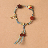 KarmaRipple's Handmade Auspicious Clouds Hetian Jade Fu Character Fortune Fortune Rope Bracelet