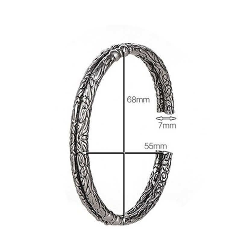 KarmaRipple's Flower Dragon Pattern Engraved Balance Cuff Bracelet Bangle p7