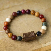 KarmaRipple's Tibet Multicolored Sandalwood Om Mani Padme Hum Protection Bracelet
