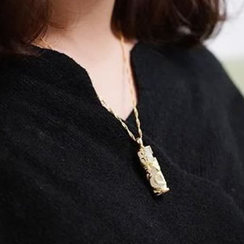 KarmaRipple's Jade Dragon Phoenix Bronze Blessing Balance Pendant Necklace p9