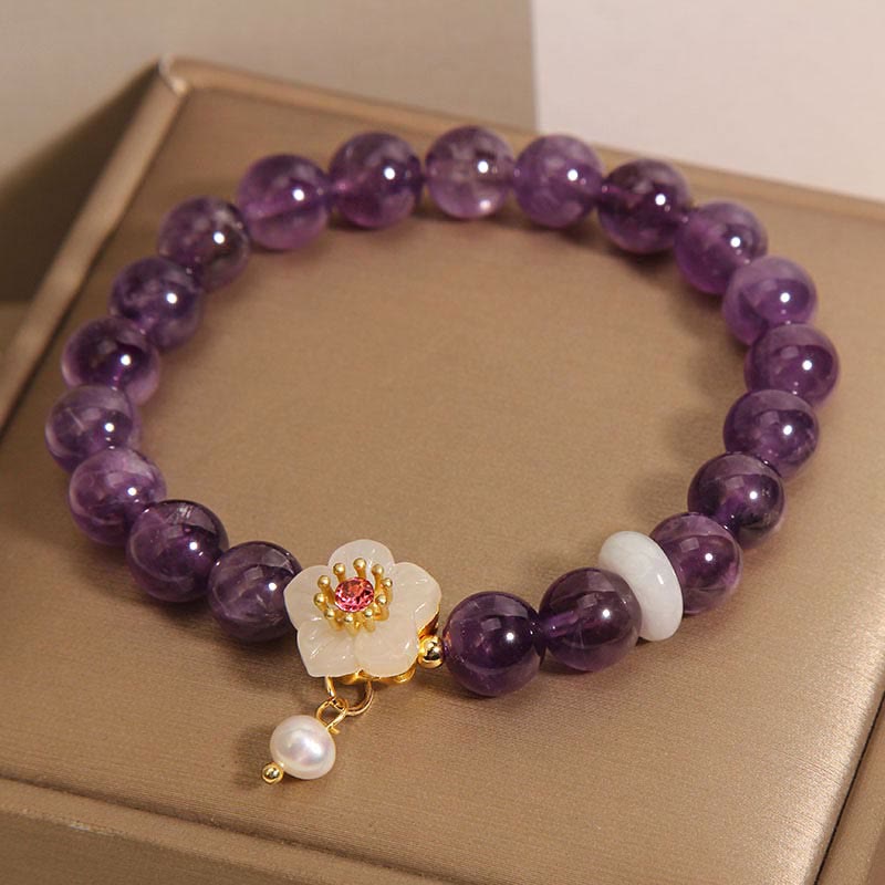KarmaRipple's Authentic Amethyst Ivory Agate Pearl Talisman Balance Bracelet p6