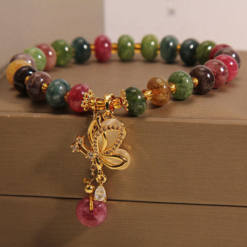 KarmaRipple's Colorful Tourmaline Butterfly Talisman Wisdom Bracelet p5