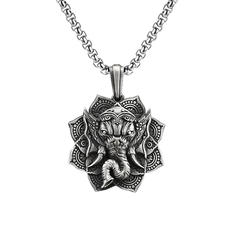 KarmaRipple's Pure Tin Ganesh Ganpati Elephant Protection Amulet Pendant Necklace p2