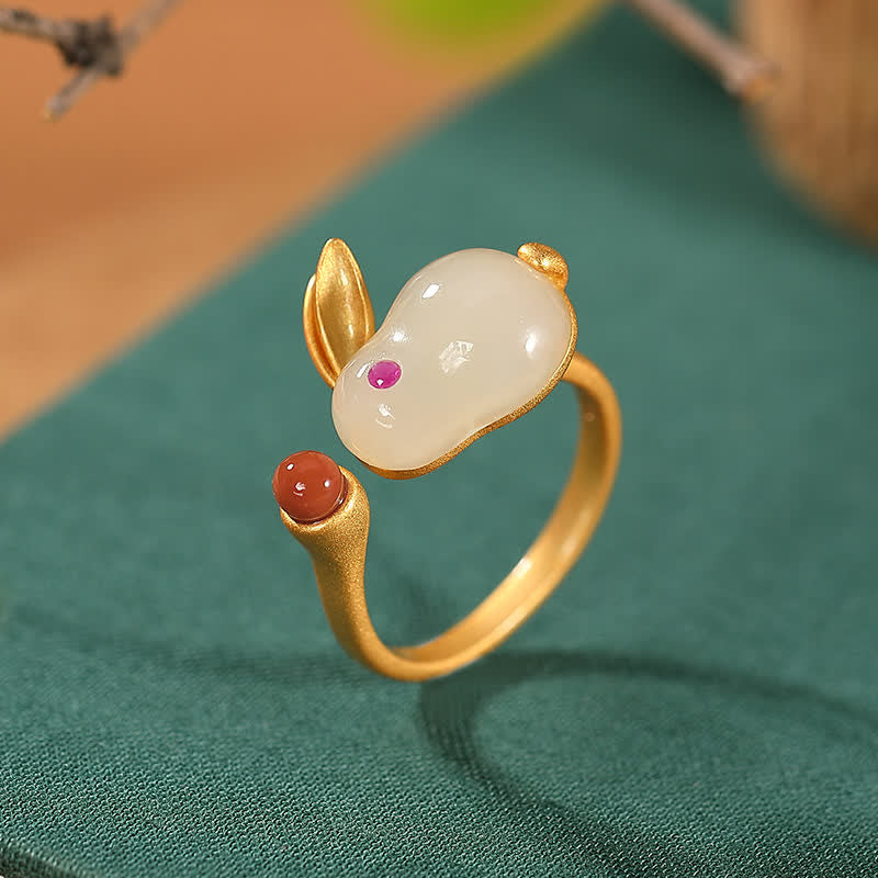 KarmaRipple's 925 Sterling Silver Year of the Rabbit Hetian Jade Fortune Ring Earrings Pendant Necklace p15