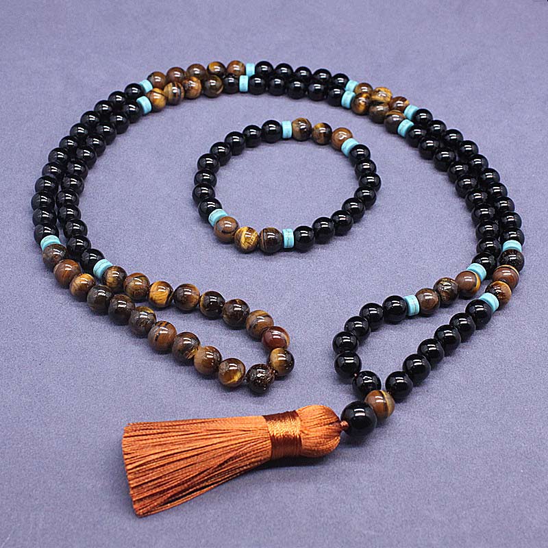 KarmaRipple's Tibetan Black Onyx Peaceful Mala Set p1